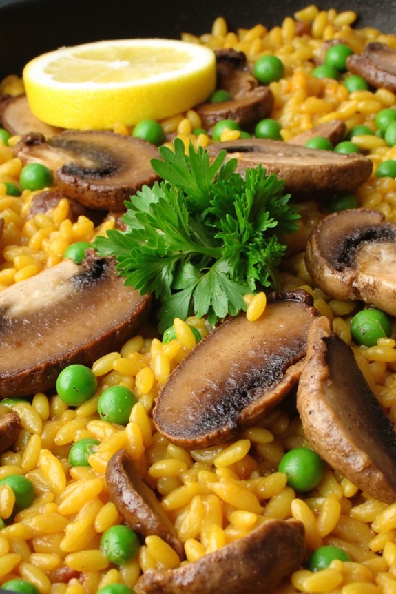 anchovy mushroom paella recipe