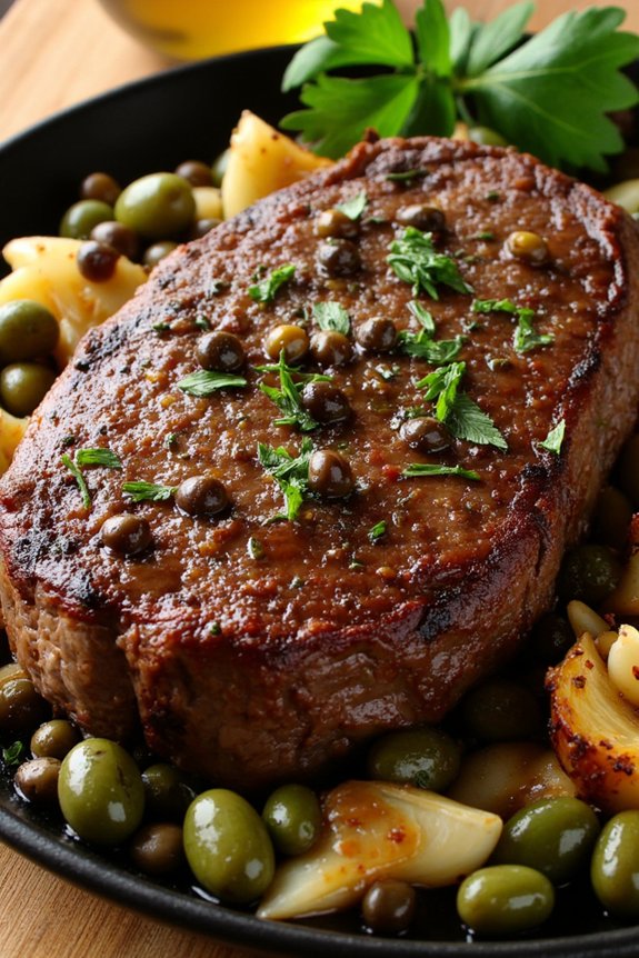 basque steak with olives