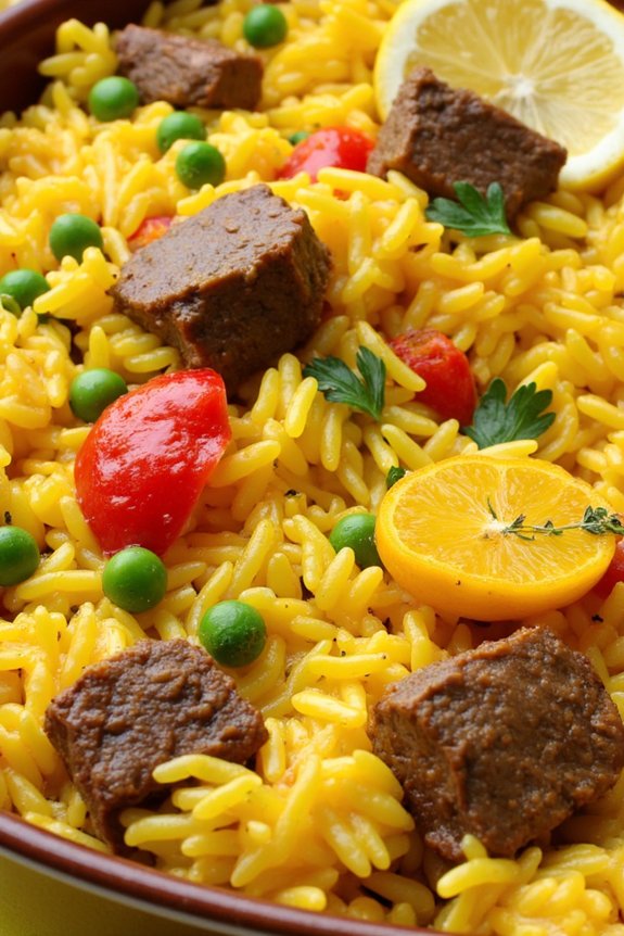 beef saffron rice casserole