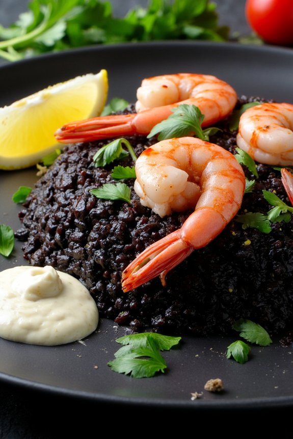 black rice seafood delight