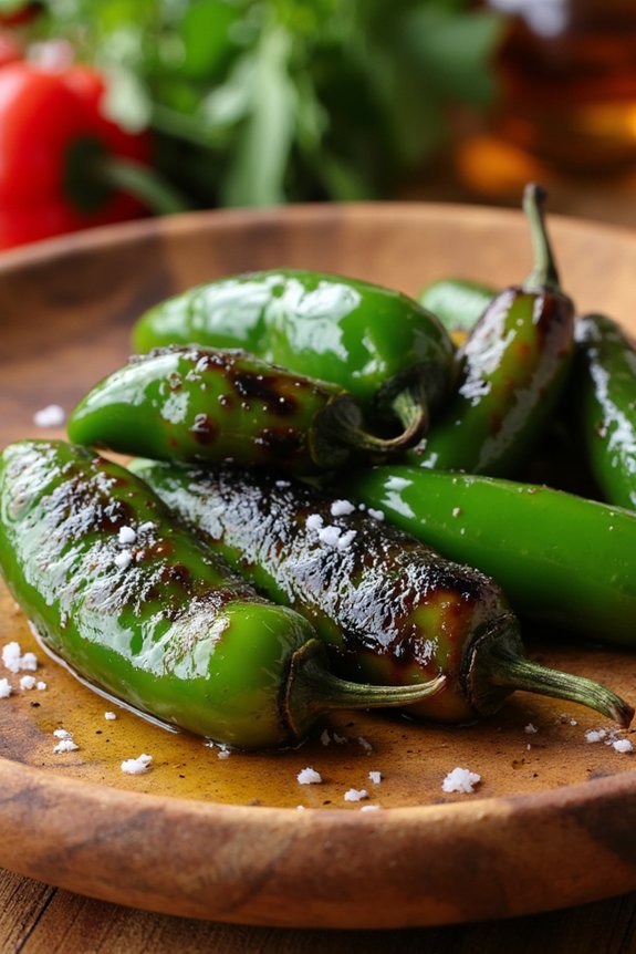 blistered peppers with salt