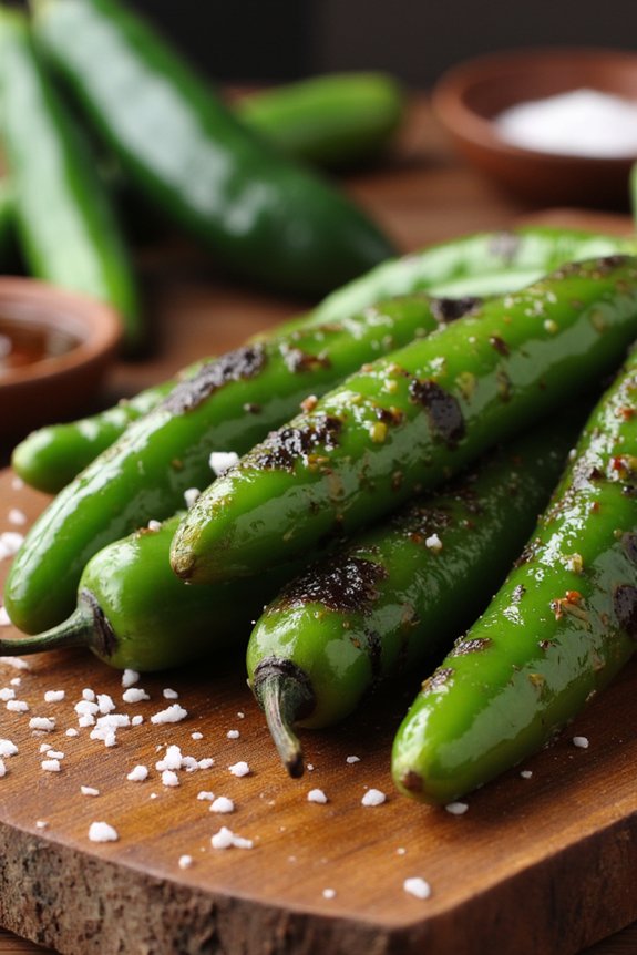 blistered peppers with sea salt