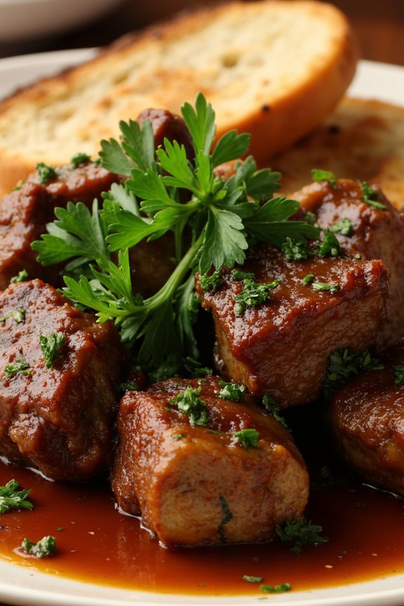 braised goat with garlic herbs