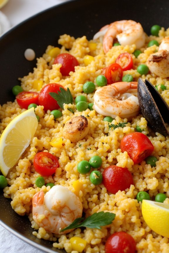 cauliflower rice seafood paella
