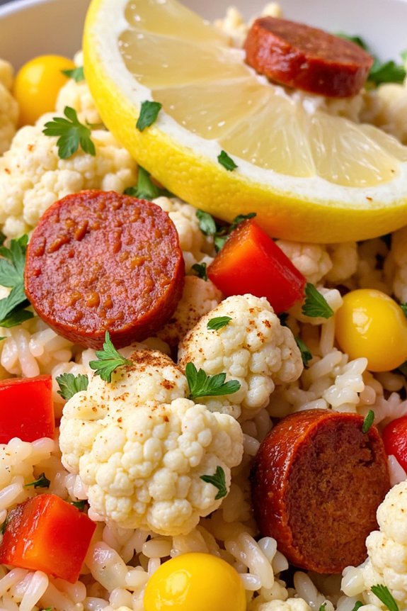 cauliflower rice with chorizo