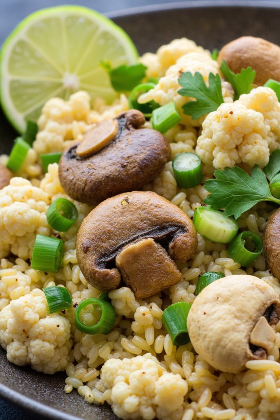 cauliflower rice with mushrooms