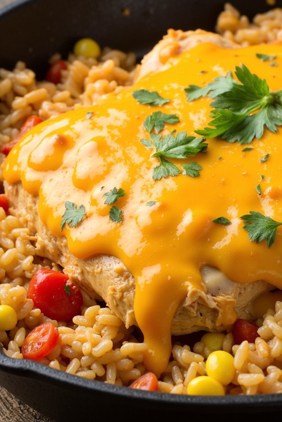 cheesy chicken rice skillet