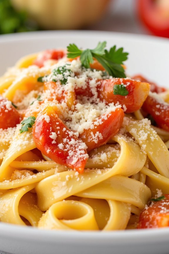 creamy piquillo pepper fettuccine