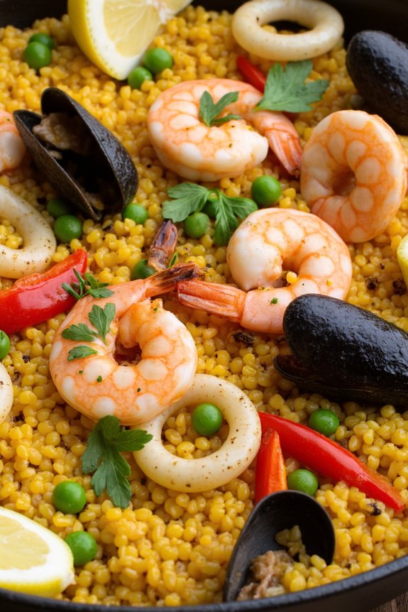creamy seafood quinoa paella