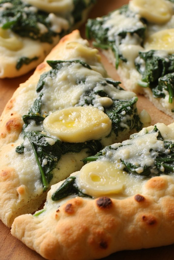 creamy spinach artichoke flatbread