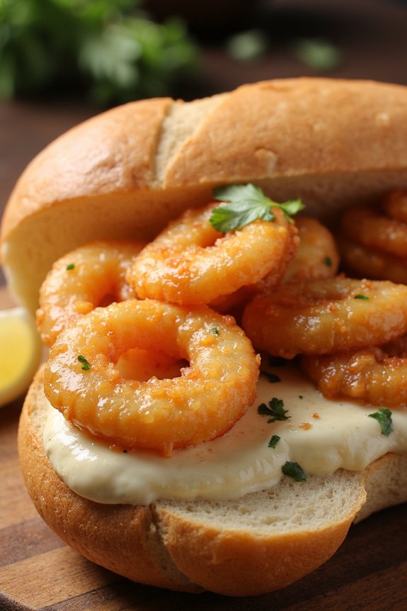 crispy calamari baguette sandwich