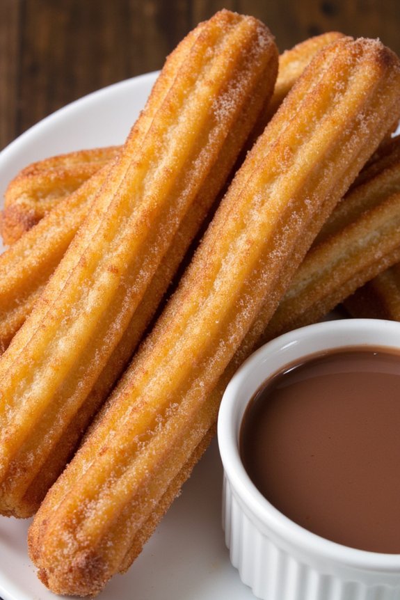 crispy churros thick chocolate