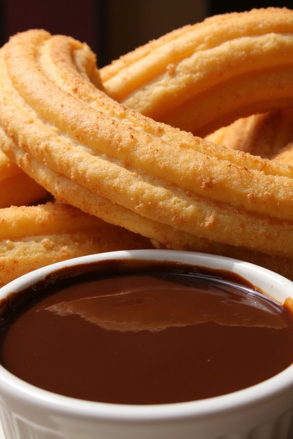 crispy churros with chocolate