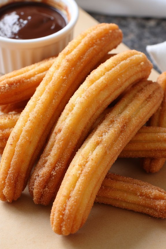 crispy churros with chocolate