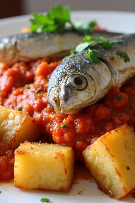 crispy potatoes with sardines