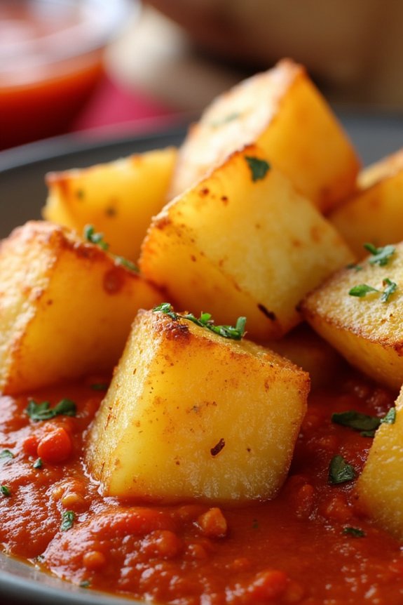 crispy potatoes with spicy sauce