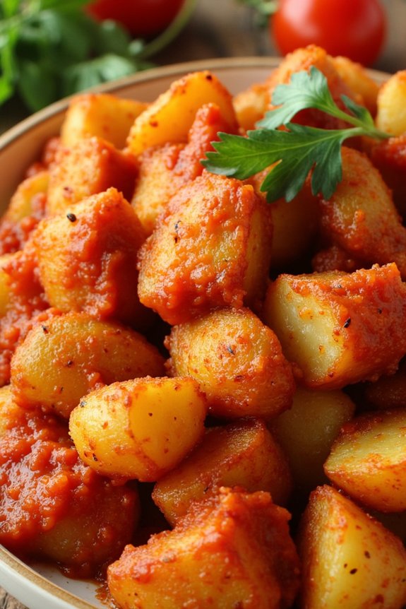 crispy potatoes with spicy sauce