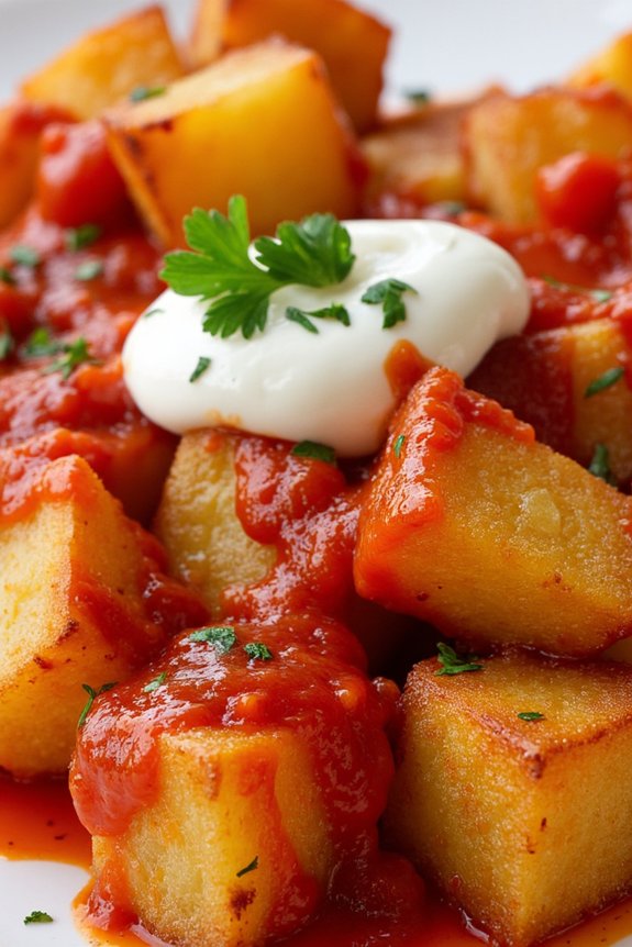 crispy potatoes with spicy sauce