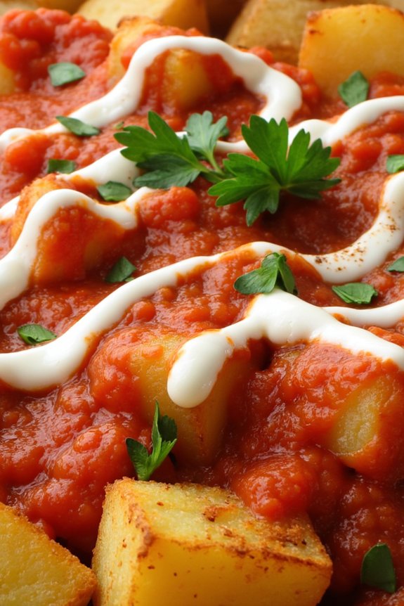 crispy potatoes with spicy sauce