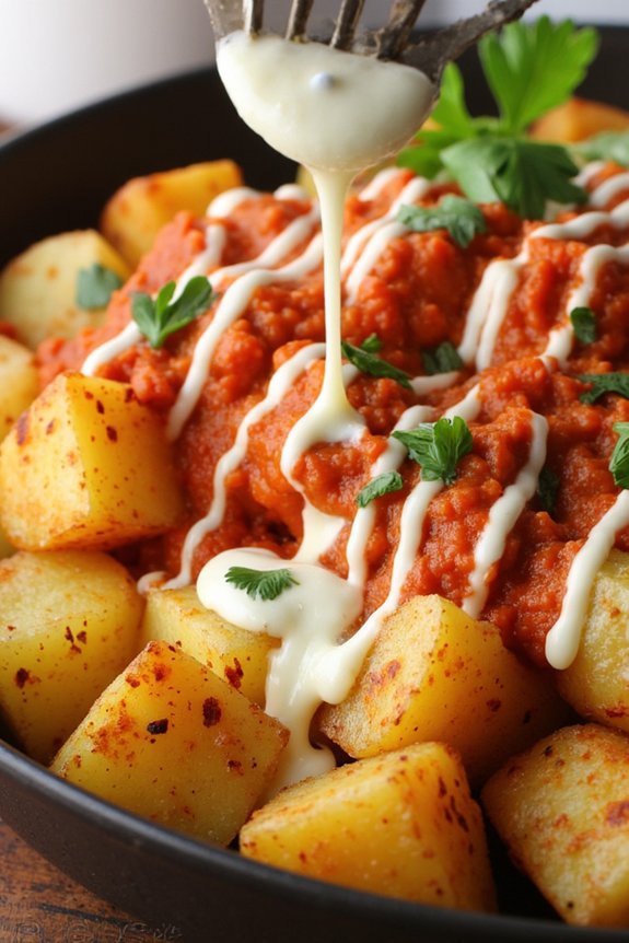 crispy potatoes with spicy sauce