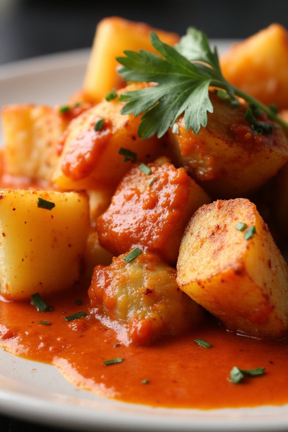 crispy potatoes with spicy sauce