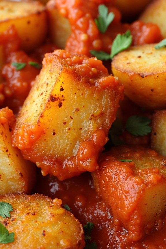 crispy potatoes with spicy sauce