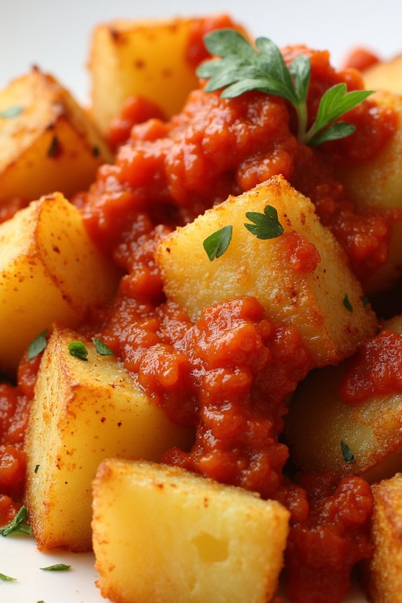 crispy potatoes with spicy sauce