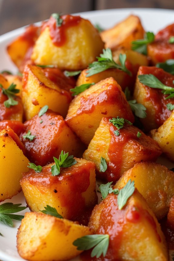 crispy potatoes with spicy sauce