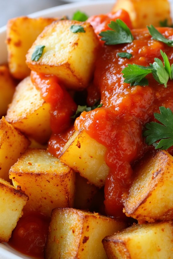 crispy potatoes with spicy sauce