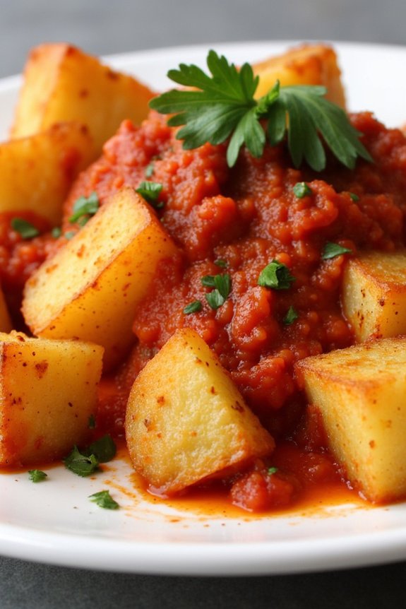 crispy potatoes with spicy sauce