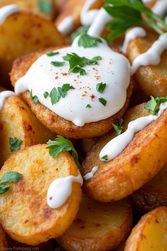 crispy potatoes with yogurt sauce