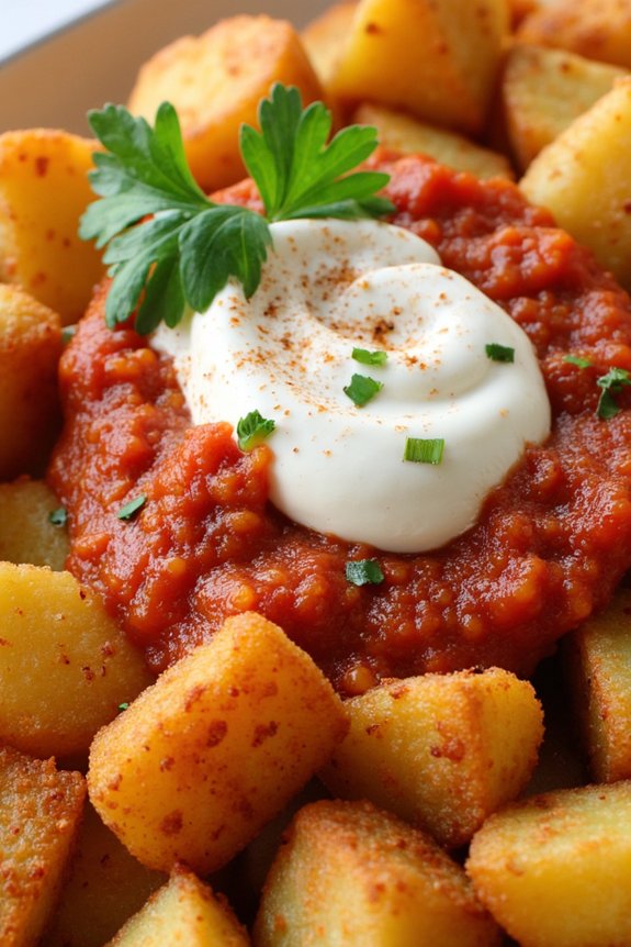 crispy potatoes with zesty sauce