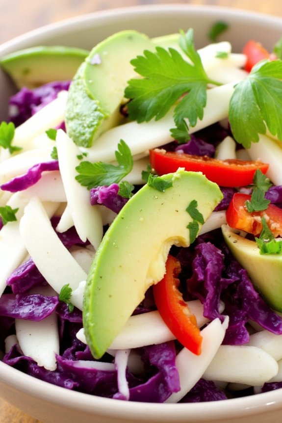 crunchy jicama avocado slaw