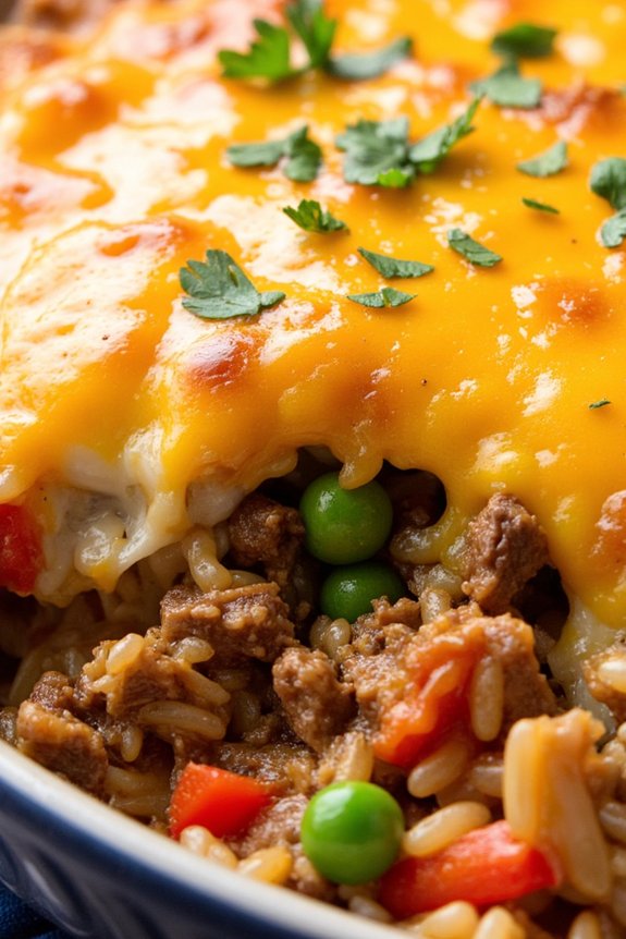 flavorful beef rice casserole