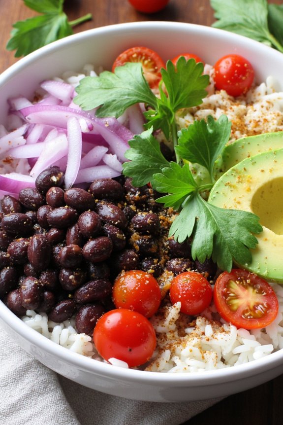 flavorful black bean rice bowl