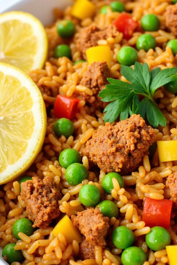 flavorful vegan chorizo rice dish