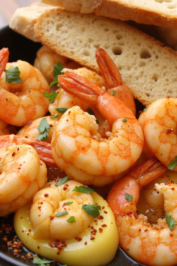 garlic infused shrimp tapas dish