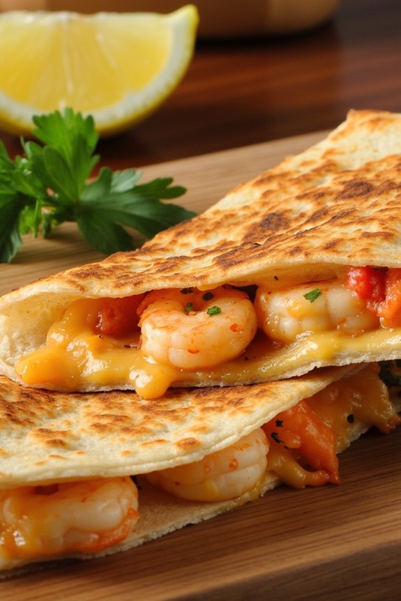 garlic shrimp cheese quesadilla