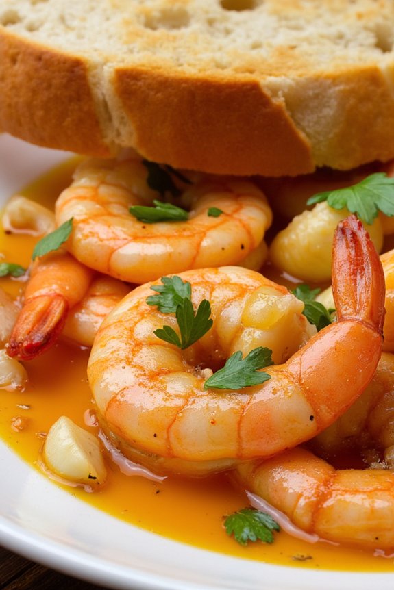 garlic shrimp with crusty bread