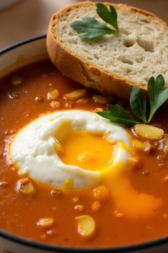 garlic soup with poached egg