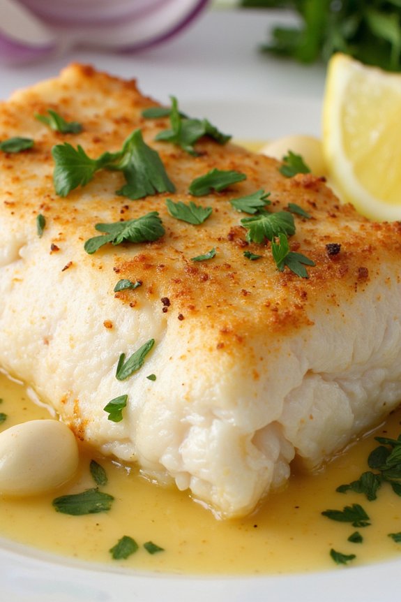 garlic wine cod dish
