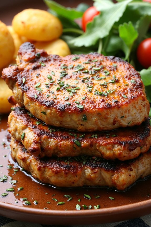 garlicky herb marinated pork chops
