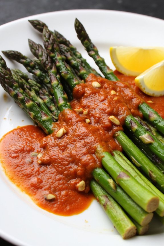grilled asparagus with romesco dressing