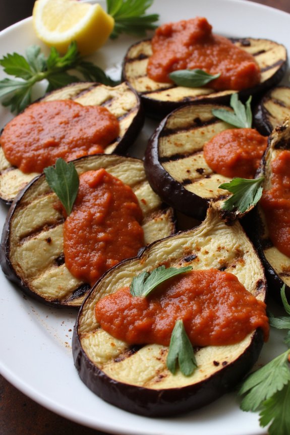 grilled eggplant with romesco sauce