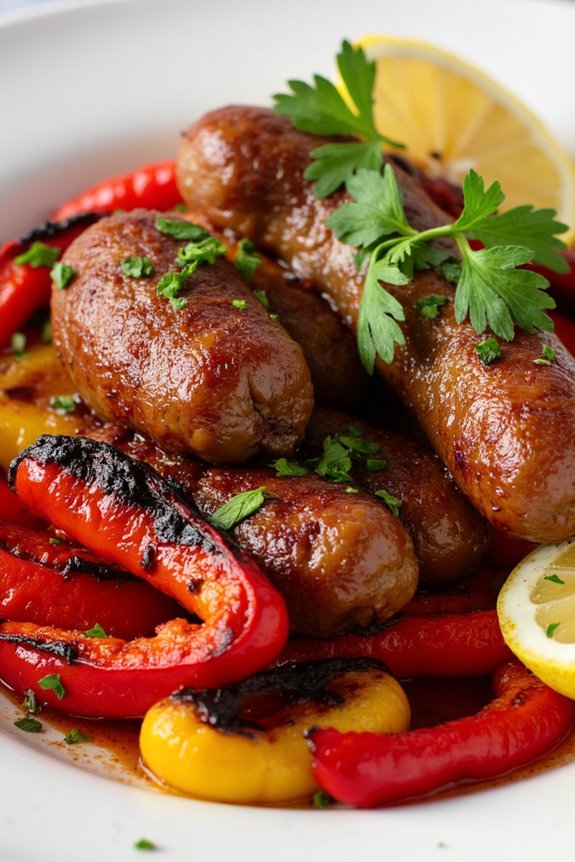 grilled sausage with peppers