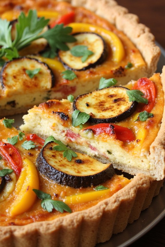 grilled vegetable romesco quiche recipe