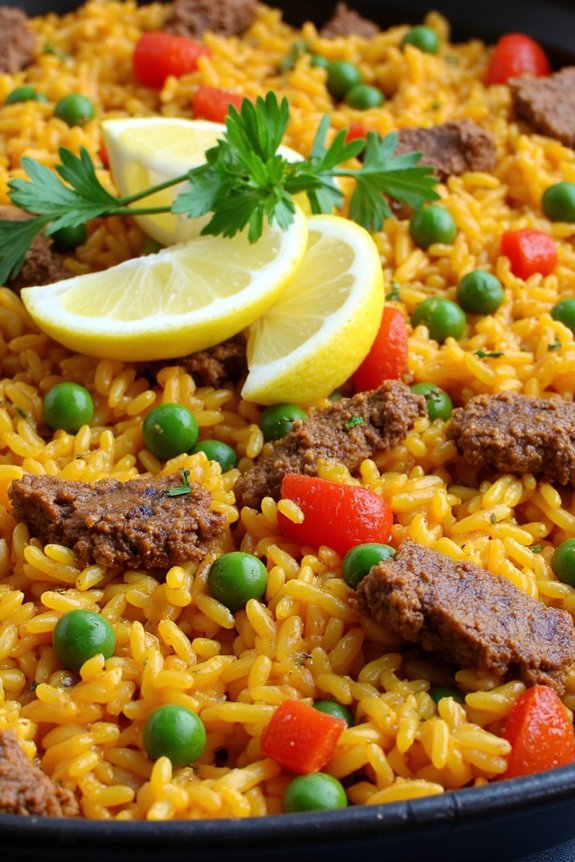 ground beef saffron paella