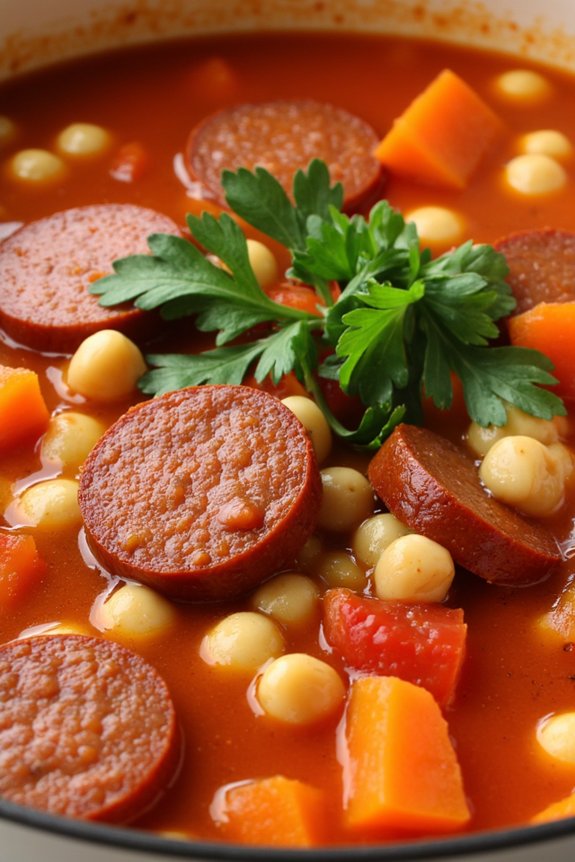 hearty chorizo chickpea soup
