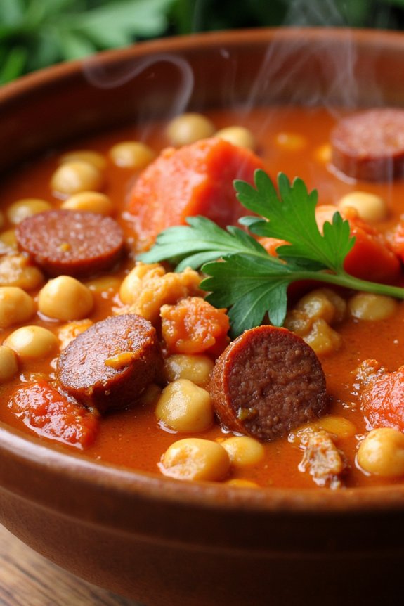hearty chorizo chickpea stew