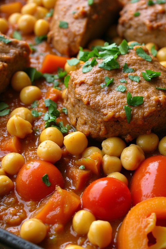 hearty goat chickpea casserole